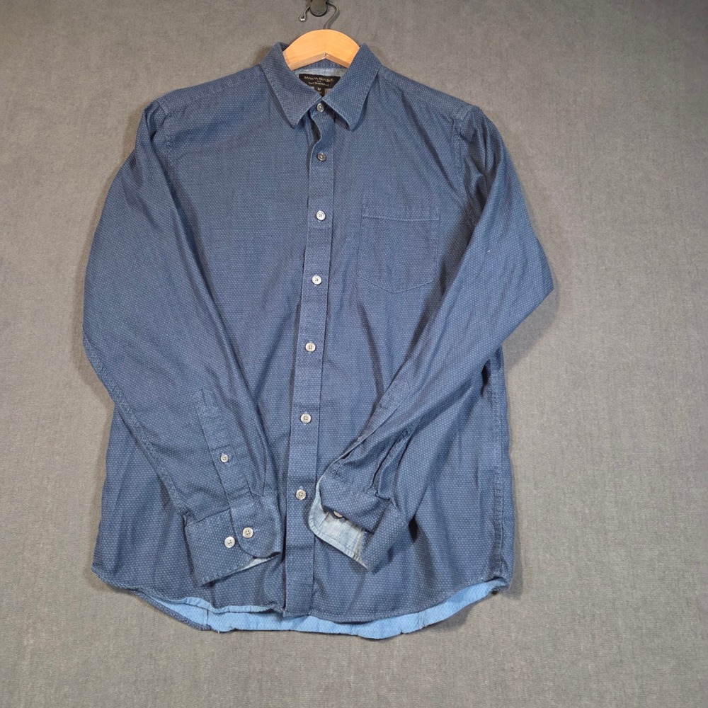 Banana Republic Button Down Shirt Mens M Blue Soft Wash Slim Fit Micro Dot